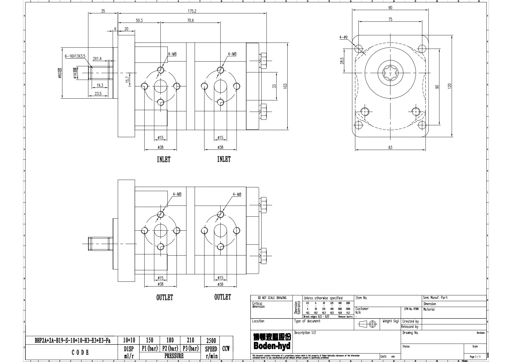 Насос шестеренный тандем BHP2A/2A-B19-S-10/10-H3-E3/E3-Fa