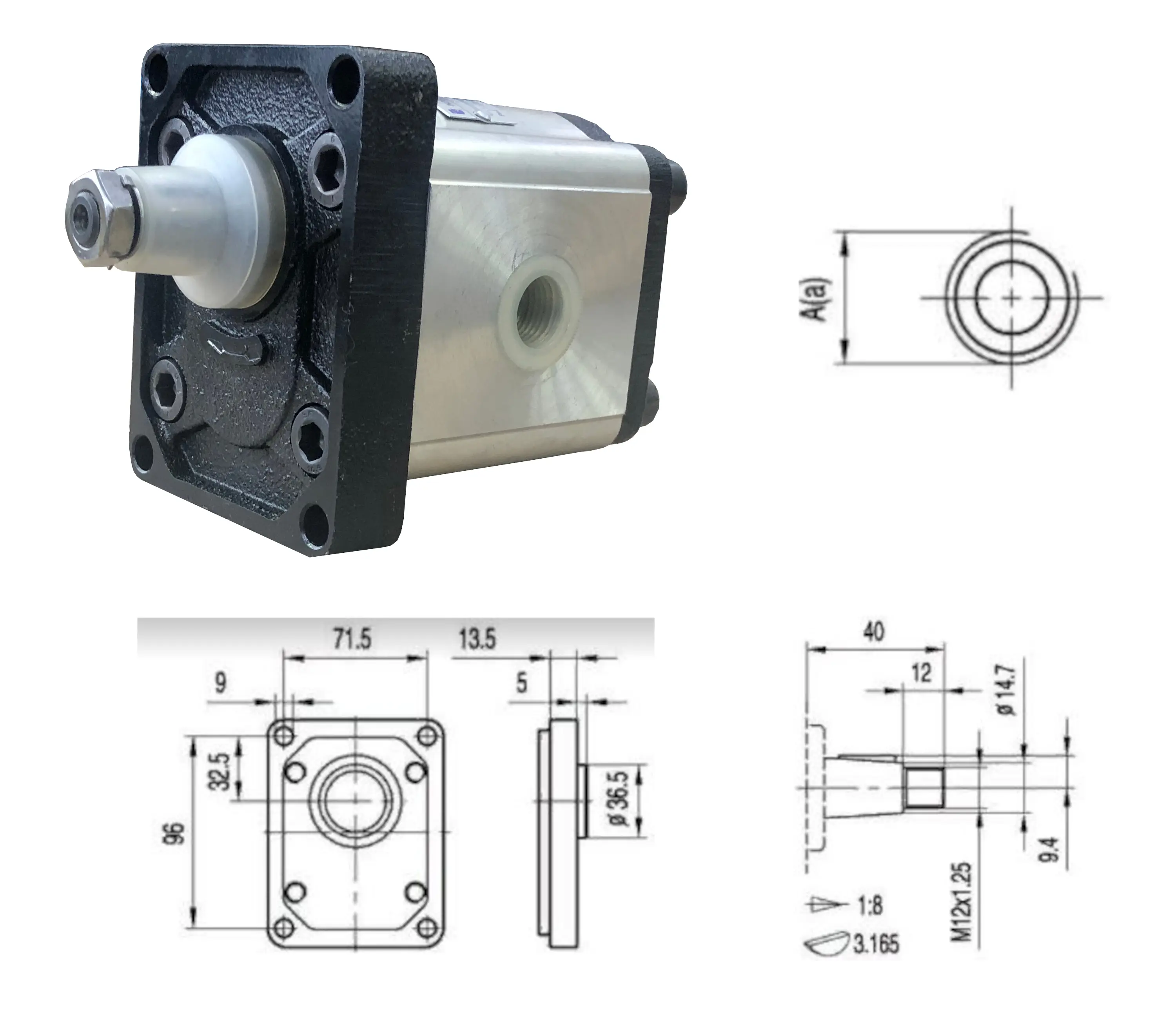 Насос шестеренный BHP2 BO-D28T0L1 GP2, 28 см3, резьба G3/4", 190BAR, правый