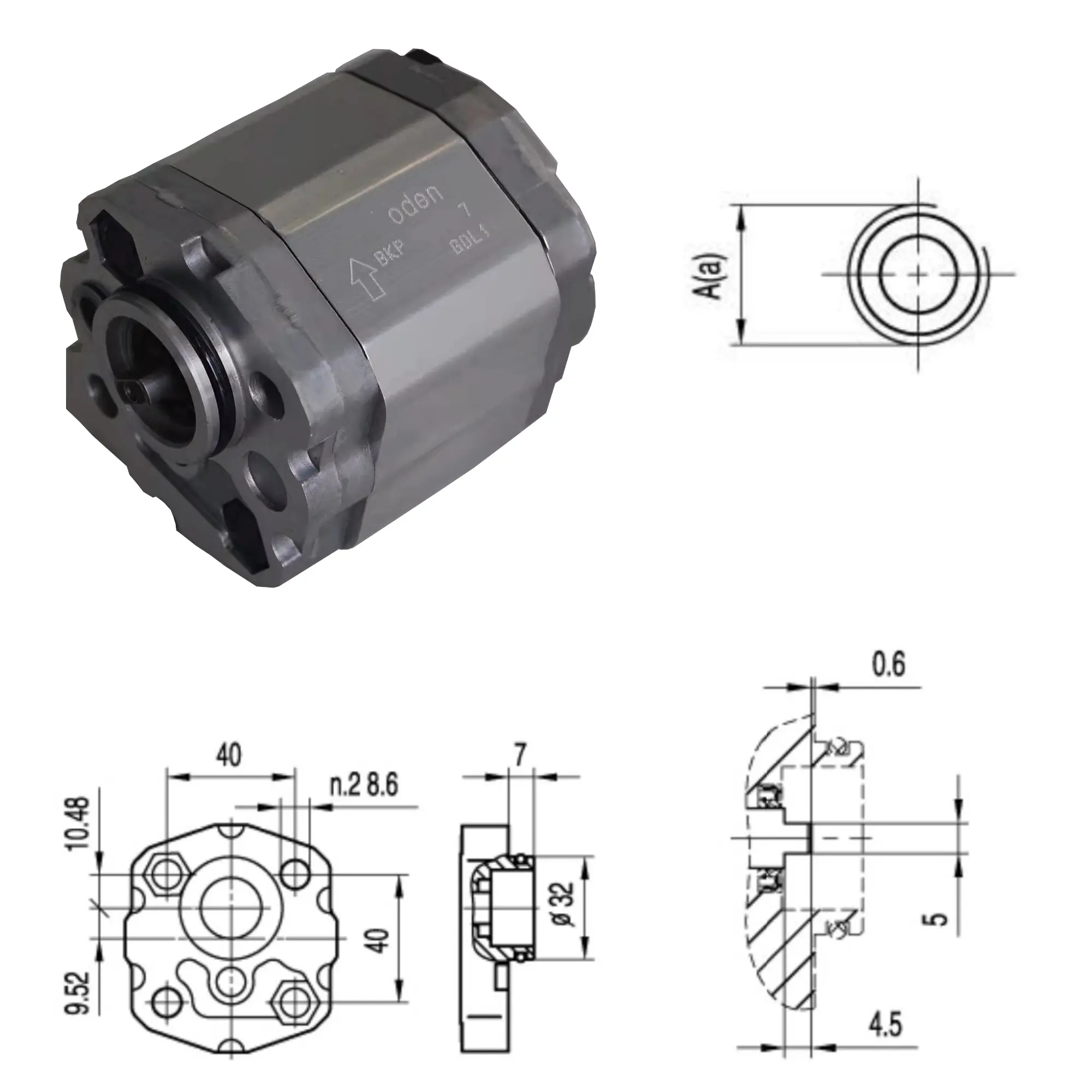 Насос шестеренный BKP1Q2-D-4.2G1L3 GP 1, 4.2 см3, резьба G3/8", 230BAR, правый